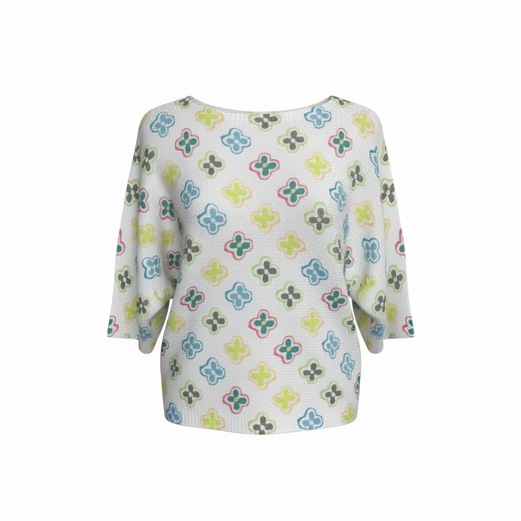 Clover Print Knit Sweater size L