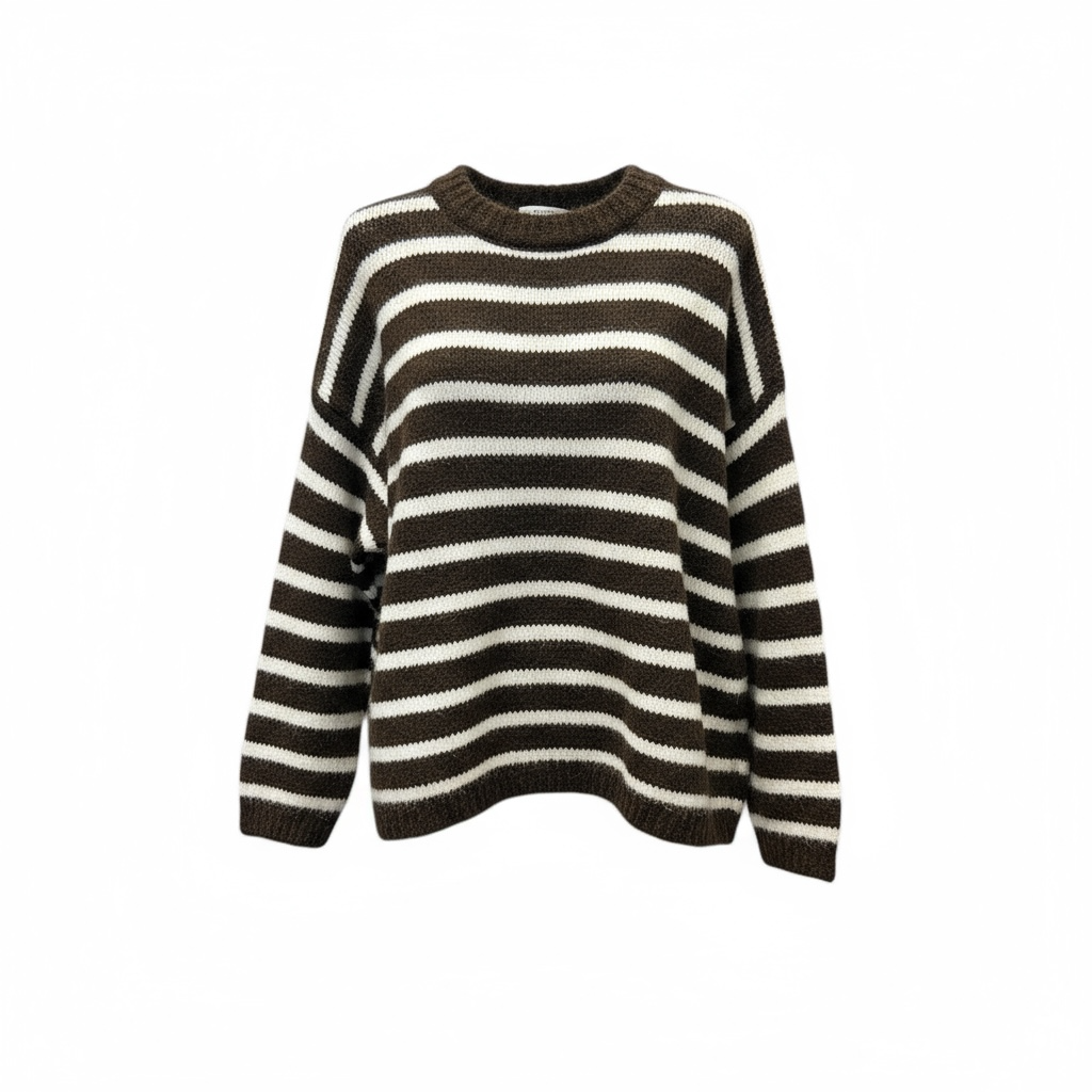 Striped crewneck sweater one size fits most