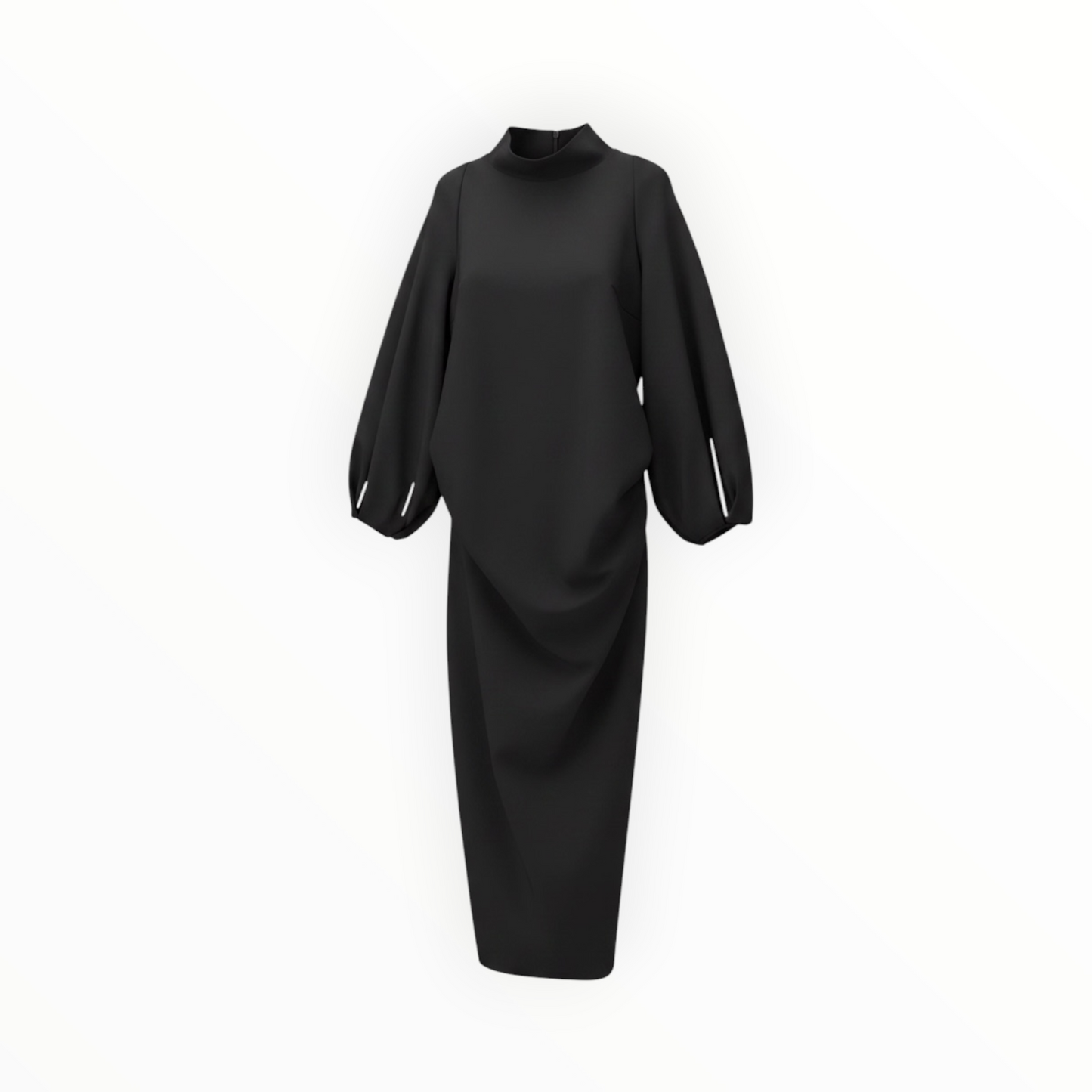Draped Balloon Sleeve Midi Dress size 50