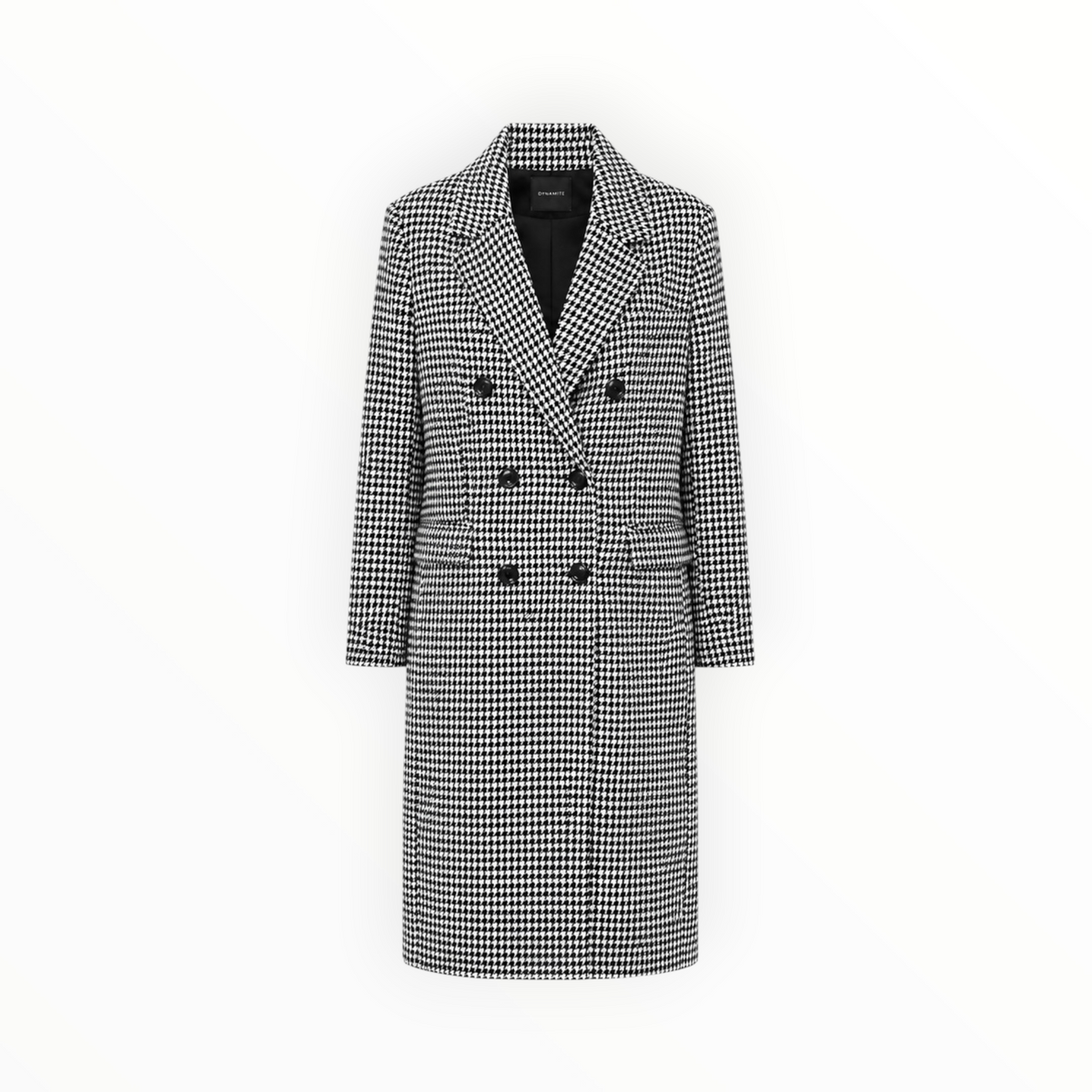 Houndstooth Double-Breasted Long Coat size L
