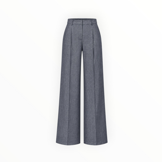 Wide-Leg Chambray Trousers size M NEW WITH TAGS