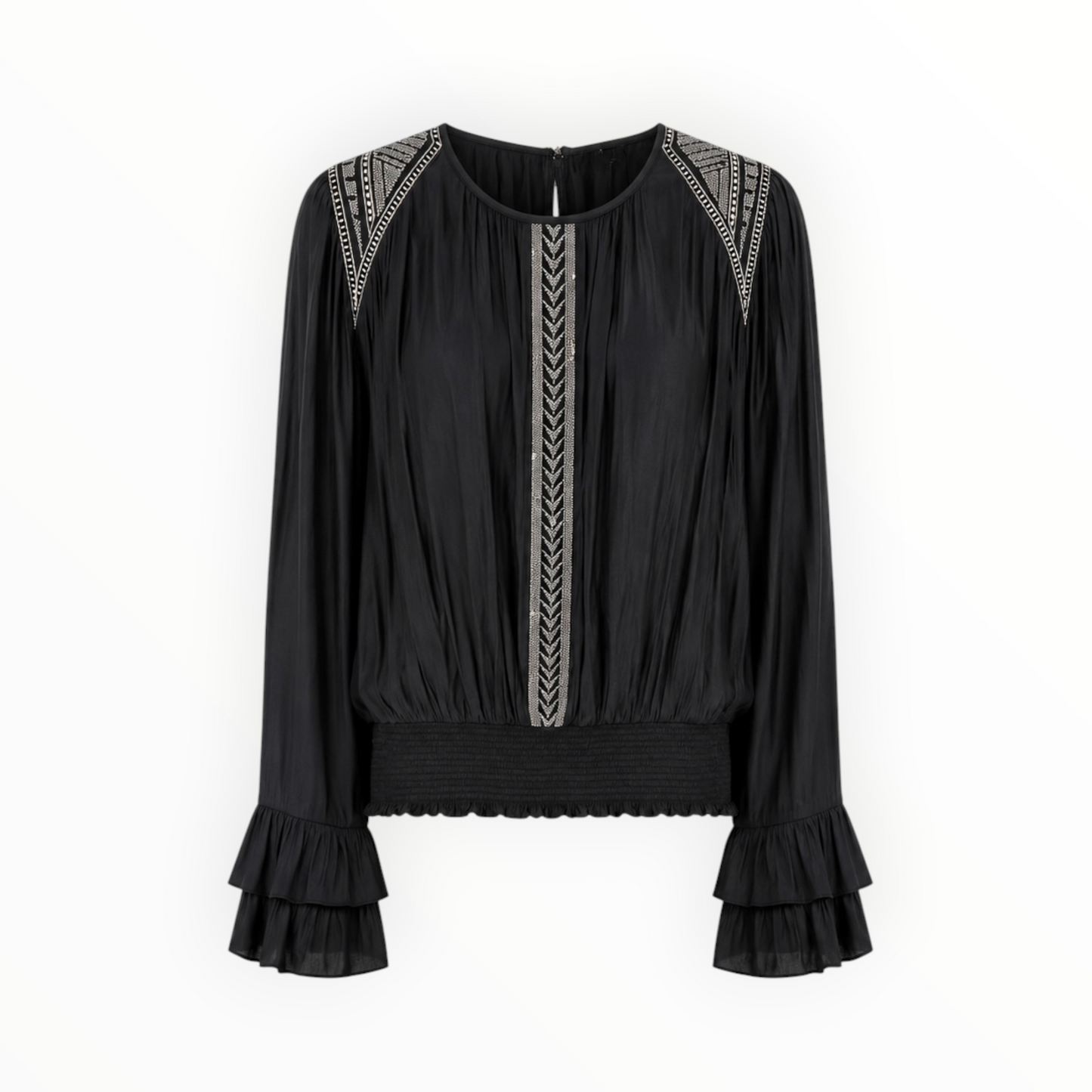 Embroidered Detail Peasant Blouse size S