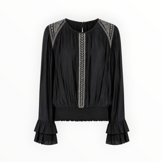 Embroidered Detail Peasant Blouse size S