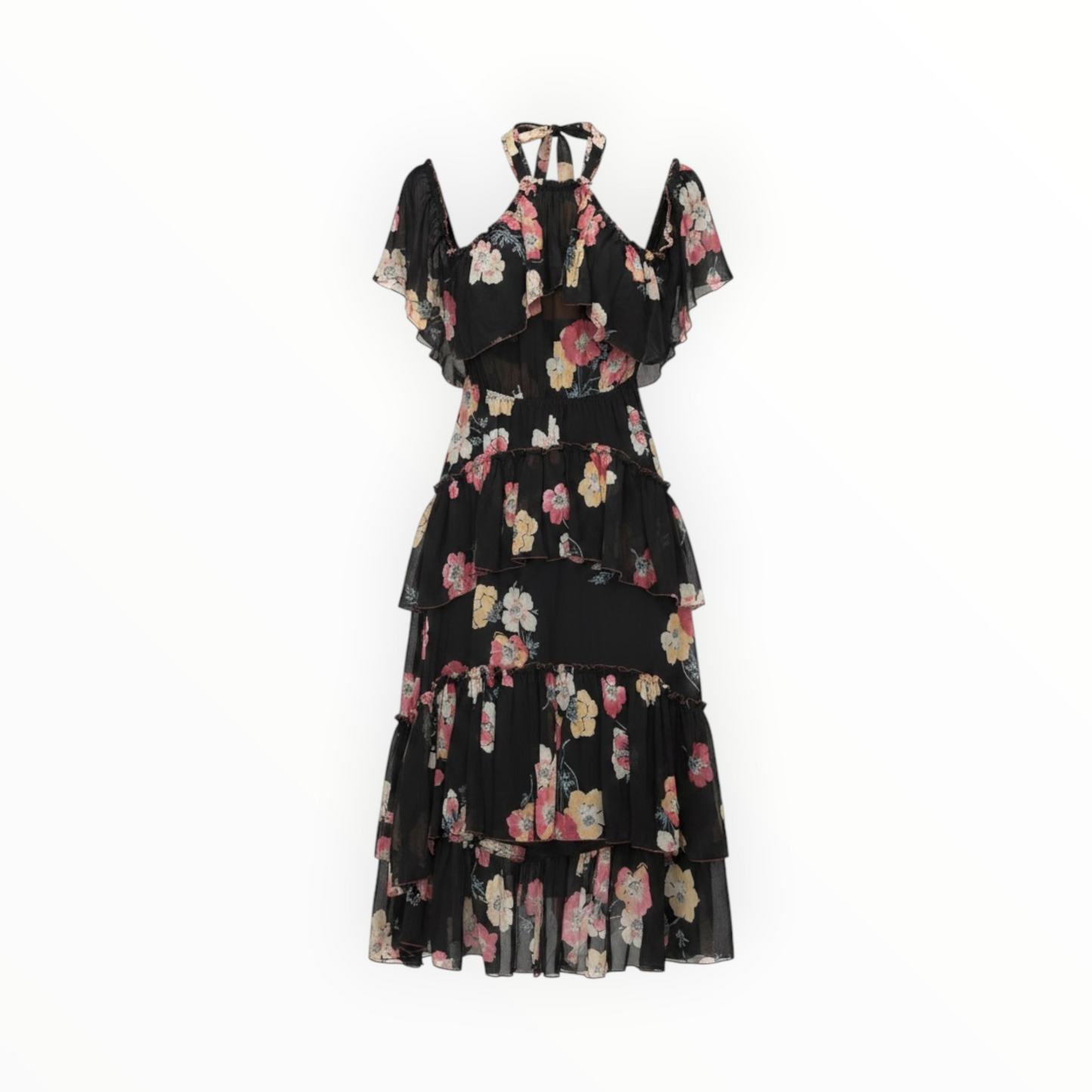 Floral Tiered Cold Shoulder Dress size 6