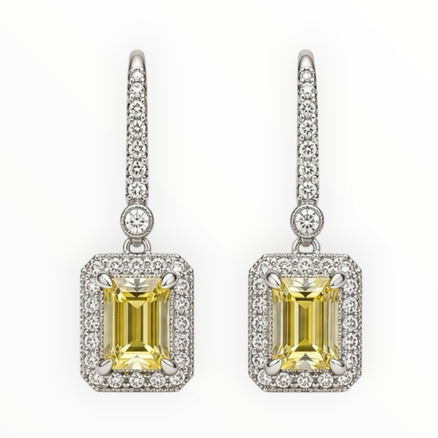 Yellow Rectangular Drop Earrings