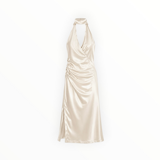 Satin Ruched Halter Dress size M