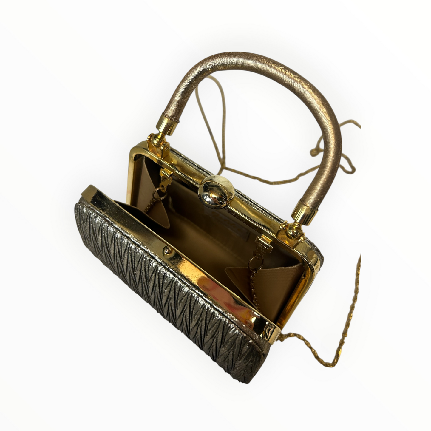 Structured Frame Clutch with Top Handle & Chain Strap