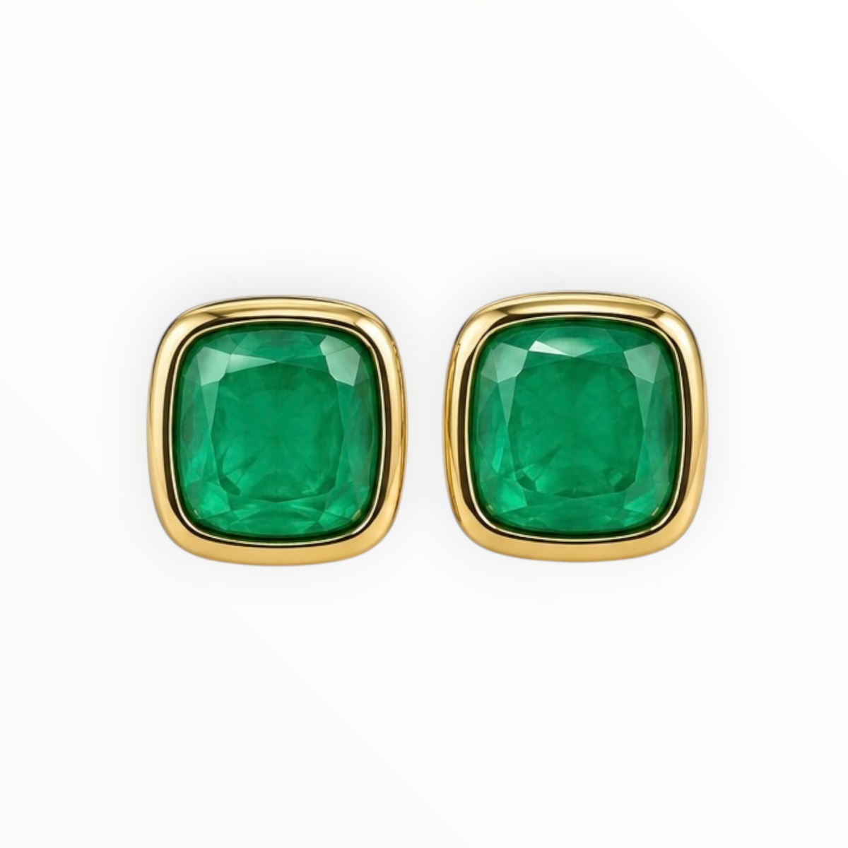Green Cushion Stone Earrings
