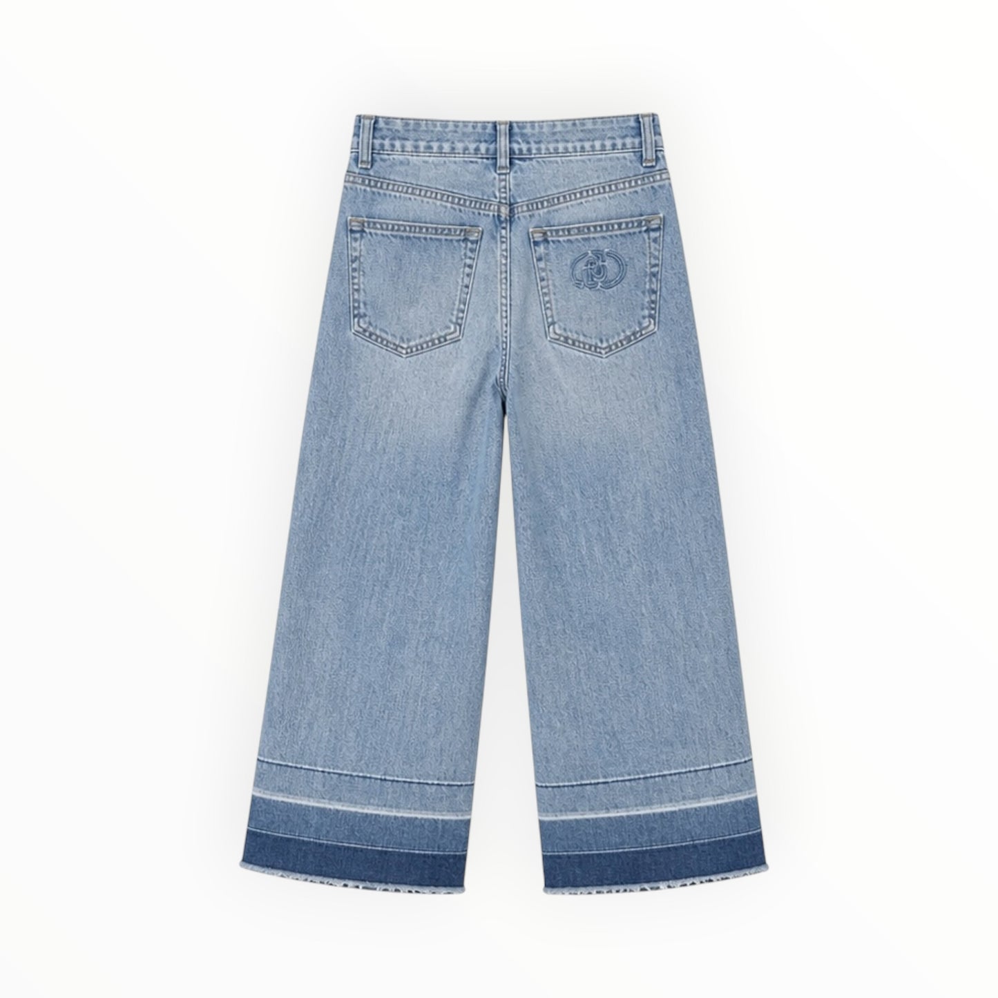 Two-Tone Hem Wide-Leg Crop Jeans size M