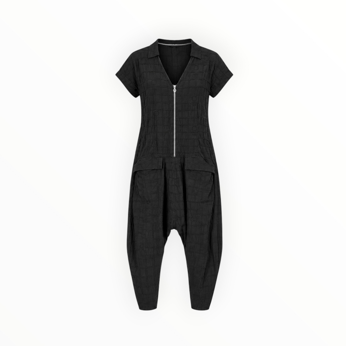 Textured Zip Front Harem Jumpsuit size S