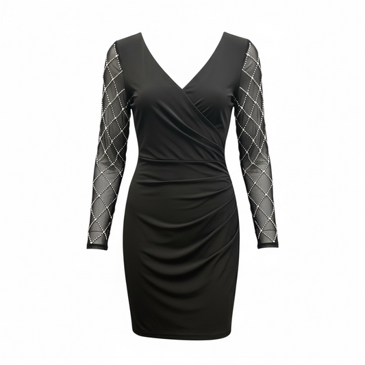 Sheer sleeve vneck Dress Size Large