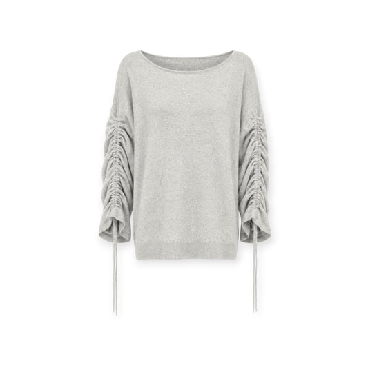 Ruched Drawstring Sleeve Sweater size L