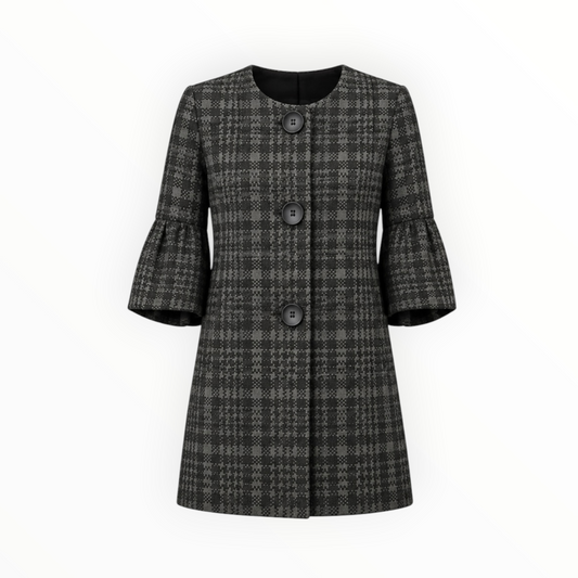 Plaid 3/4 Bell-Sleeve Coat size 4