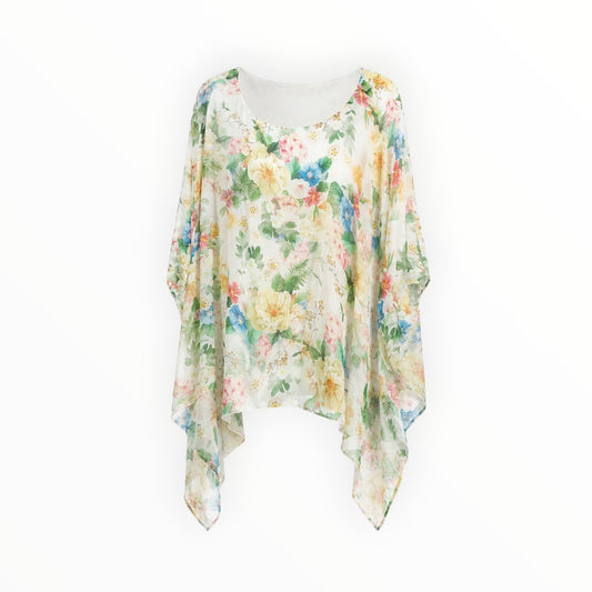 Floral Chiffon Poncho Top size 2X