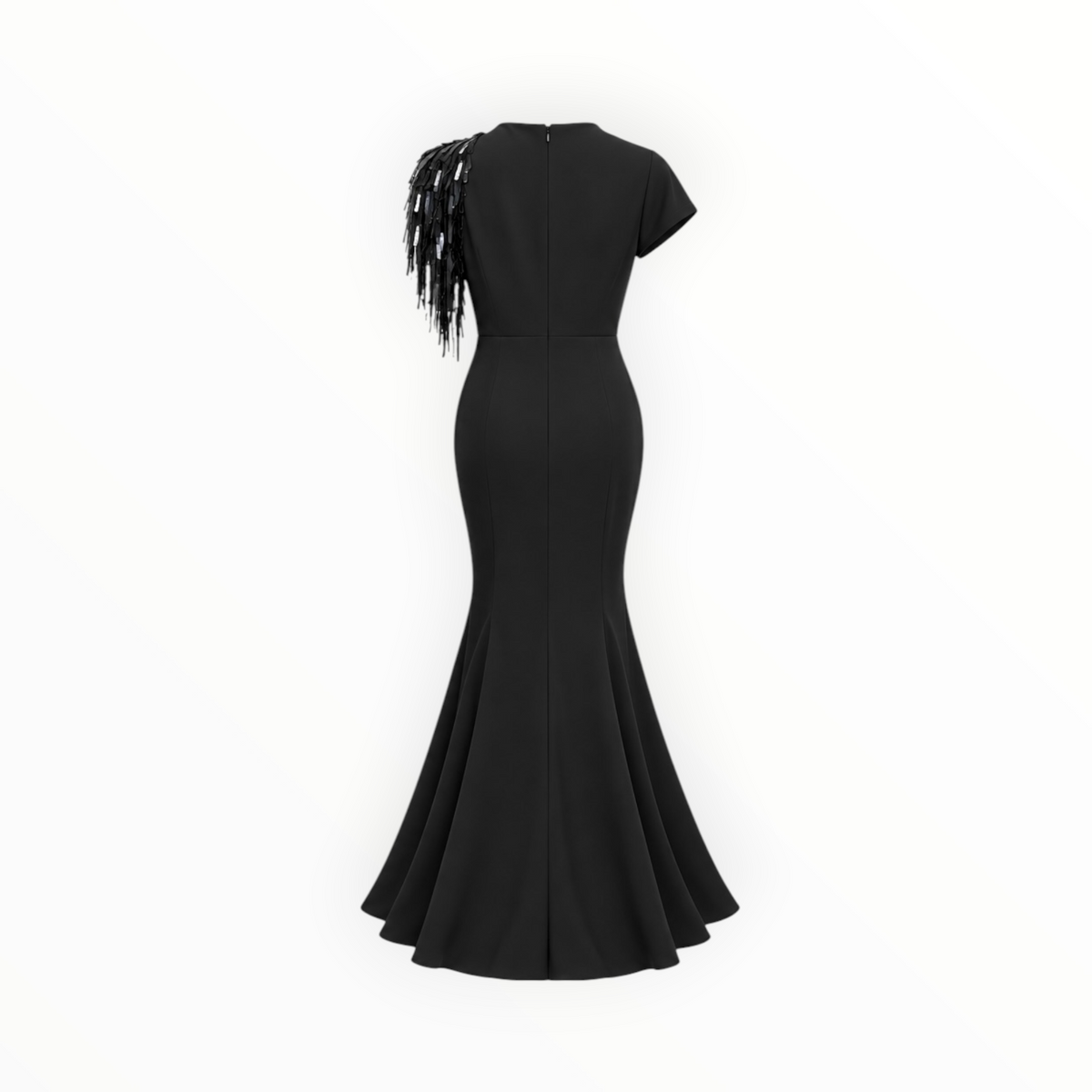 Embellished Asymmetrical Sleeve Mermaid Dress size 38