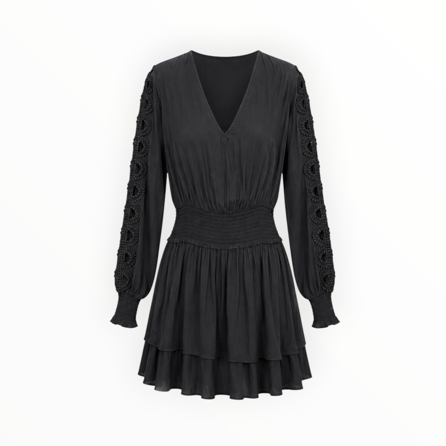 Crochet Sleeve Smocked Waist Dress size S