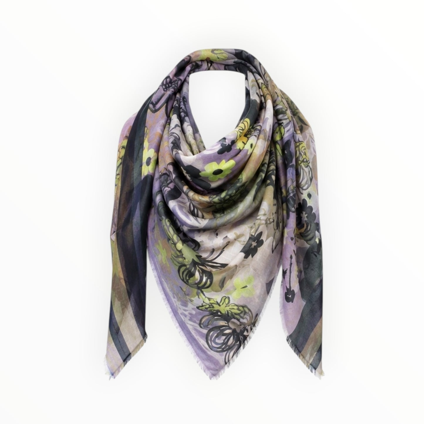 Abstract Floral Music Print Lightweight Scarf