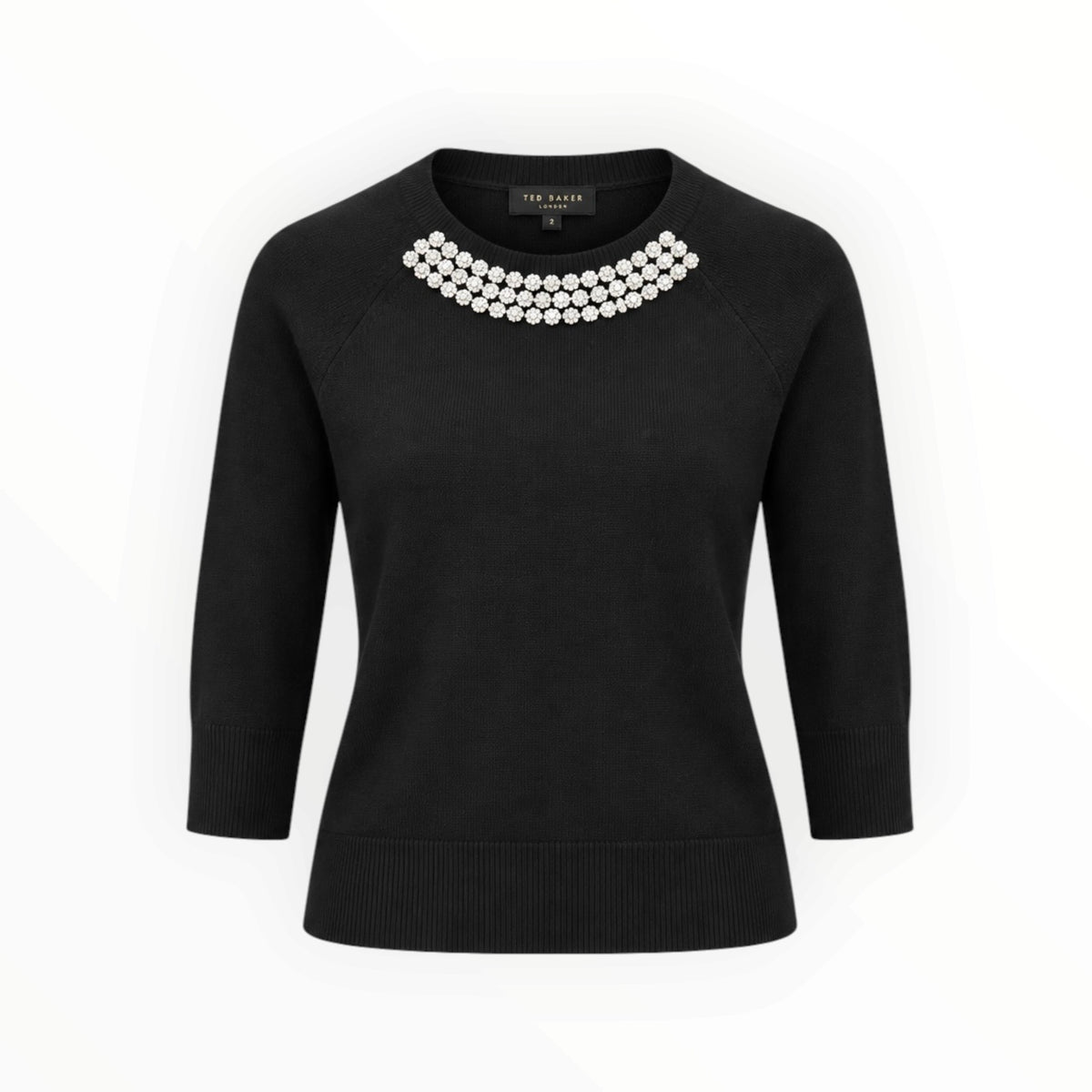 Crisana Crystal Daisy Neck Sweater size 0