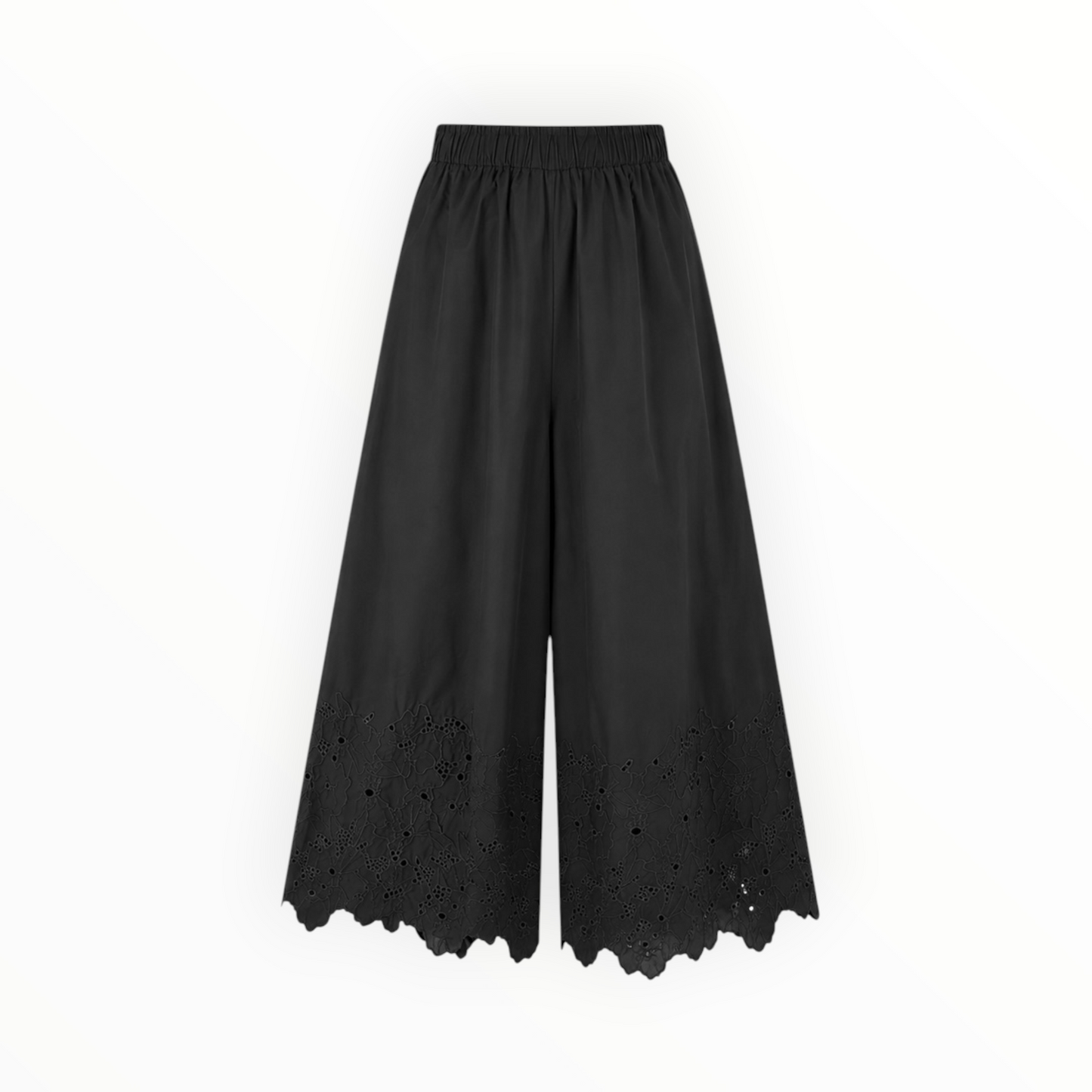 Eyelet Hem Wide-Leg Pants size S