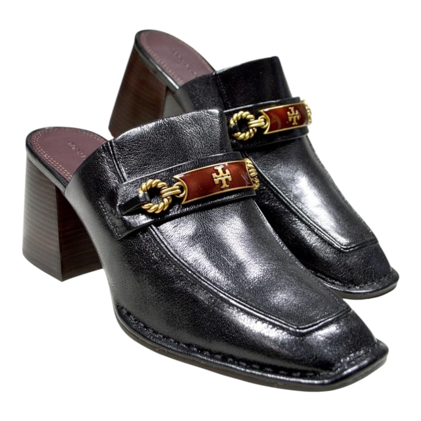 Plaque Heeled Mule Size 9