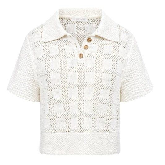 Crochet Check Polo Top size 2