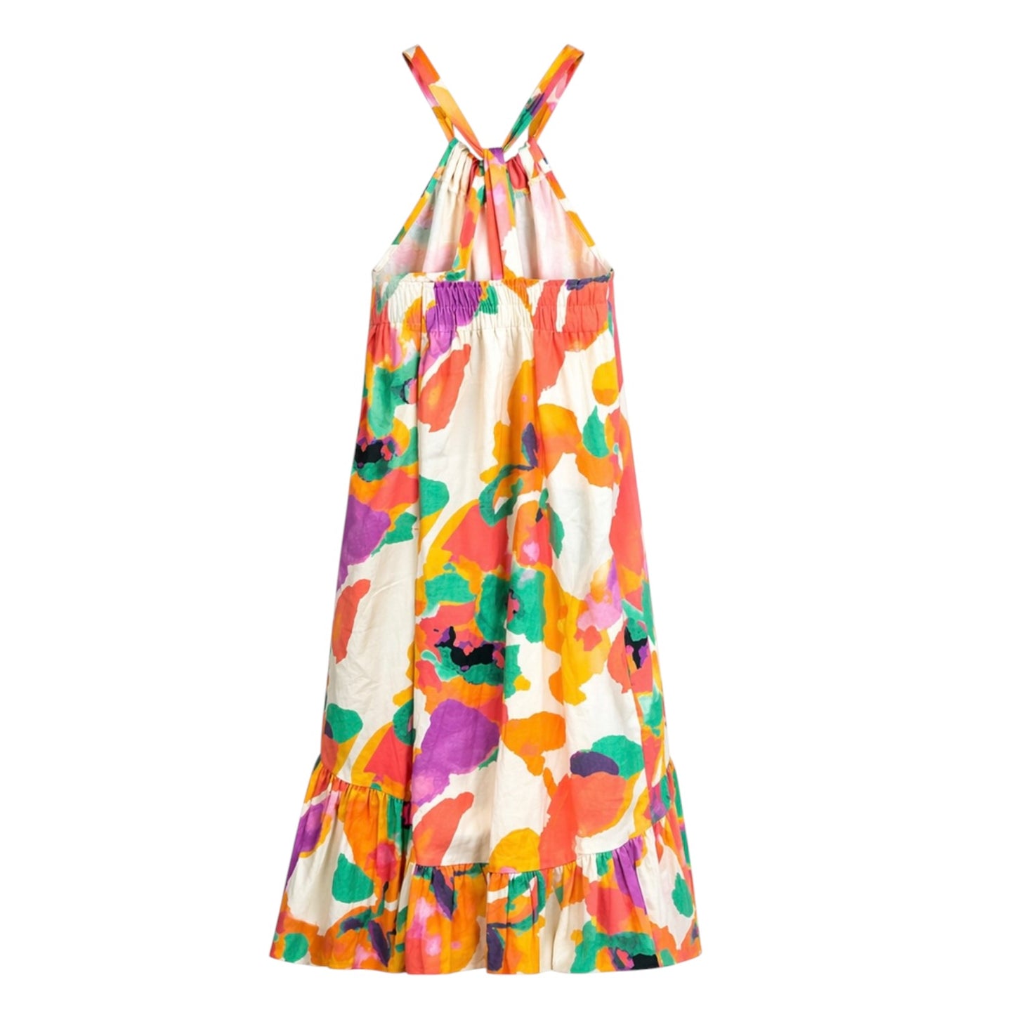 Abstract Watercolour Tiered Maxi Dress size L15