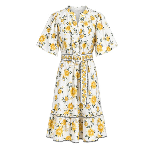 Floral Belted Flutter Sleeve Midi Dress size 8