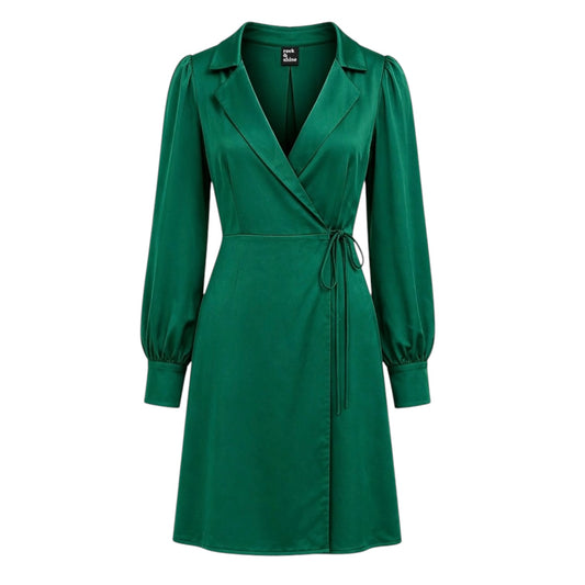 Emerald Satin Wrap Mini Dress size XL NEW WITH TAGS