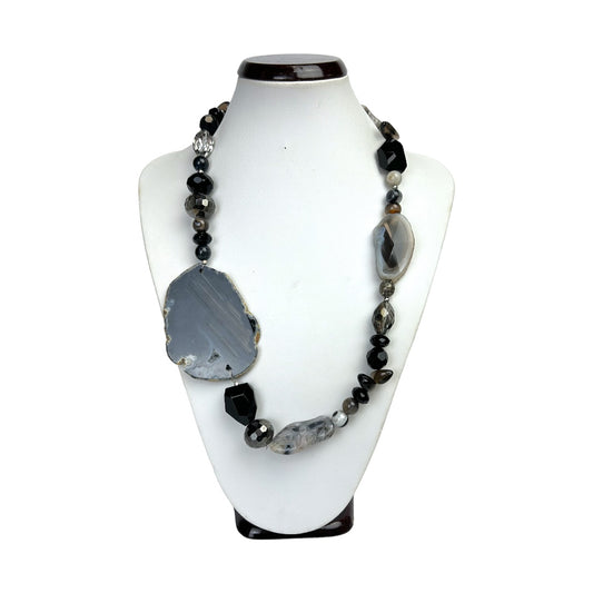 Large Stone With Beads Necklace