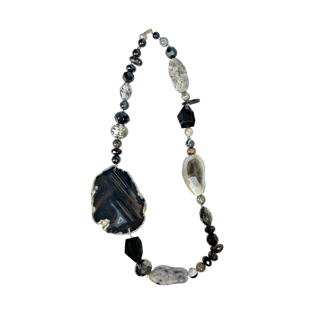 Large Stone With Beads Necklace