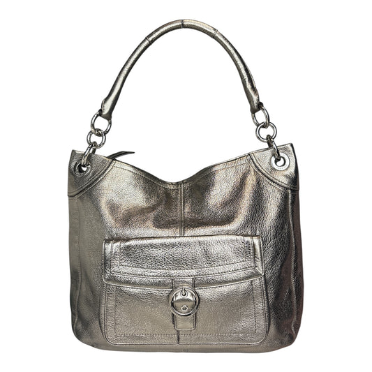 Penelope Metallic Pebbled Leather Buckle Hobo Bag