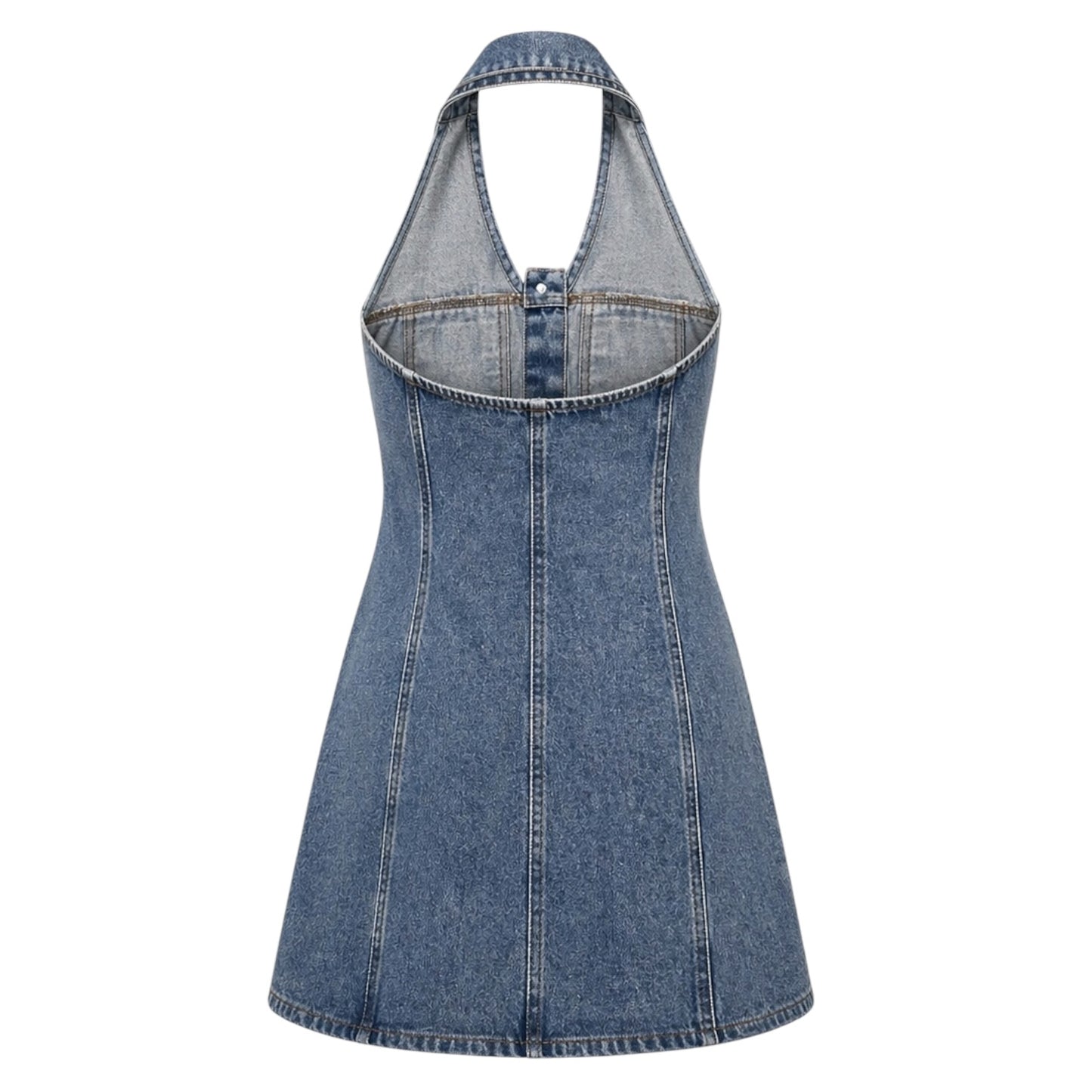 Halter Neck Denim Button Front Dress size L
