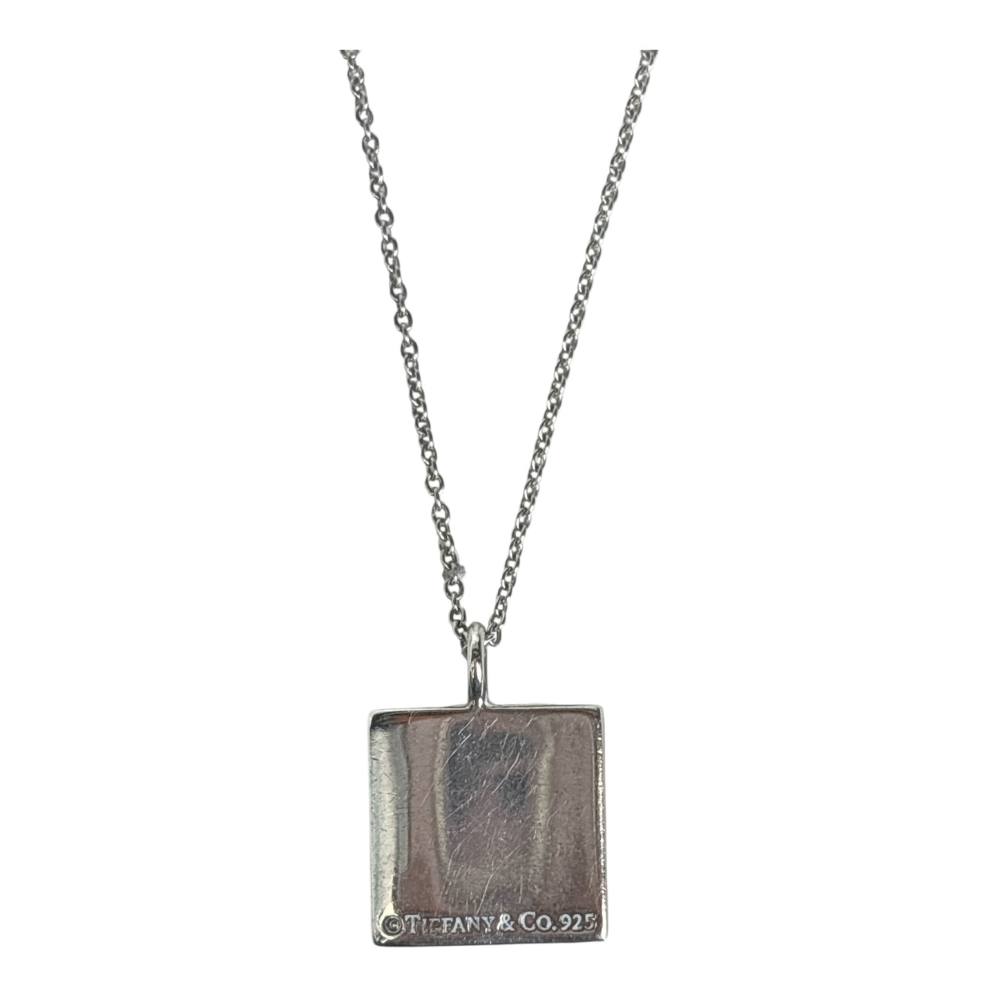 Cursive Script New York Square  Necklace