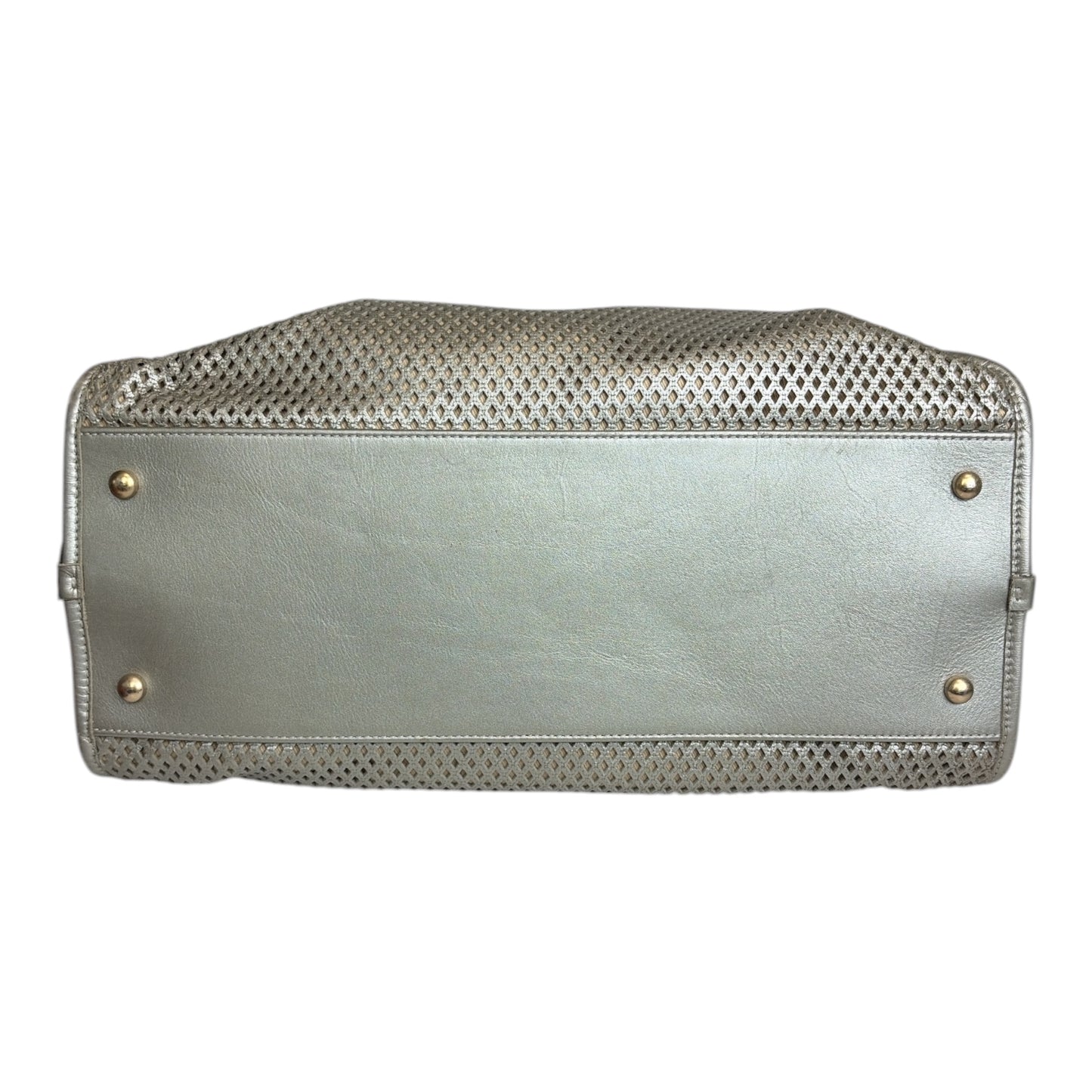 Perforated Metallic Calfskin Up In The Air Tote Satchel