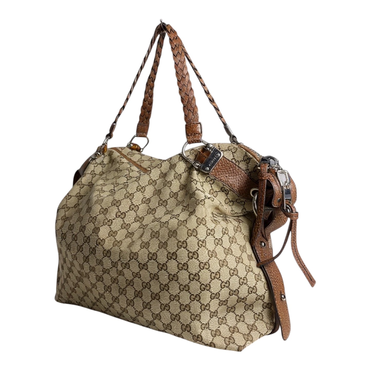 Large GG Canvas Bamboo Bar Tote Bag