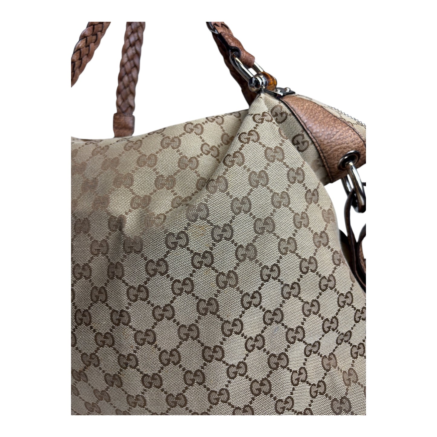 Large GG Canvas Bamboo Bar Tote Bag