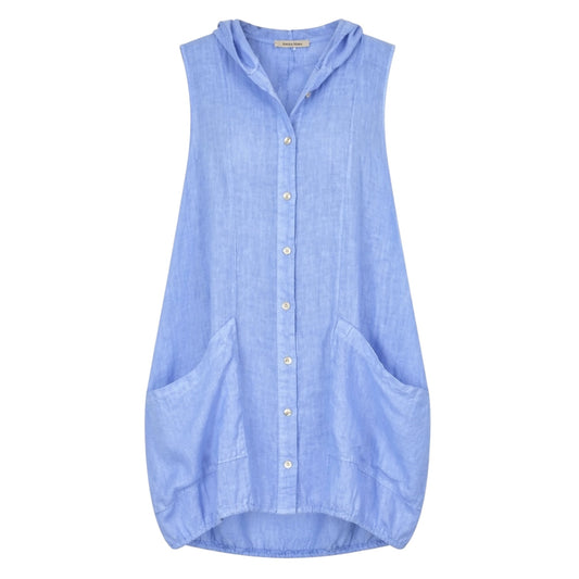 Hooded Linen Tunic Top size S