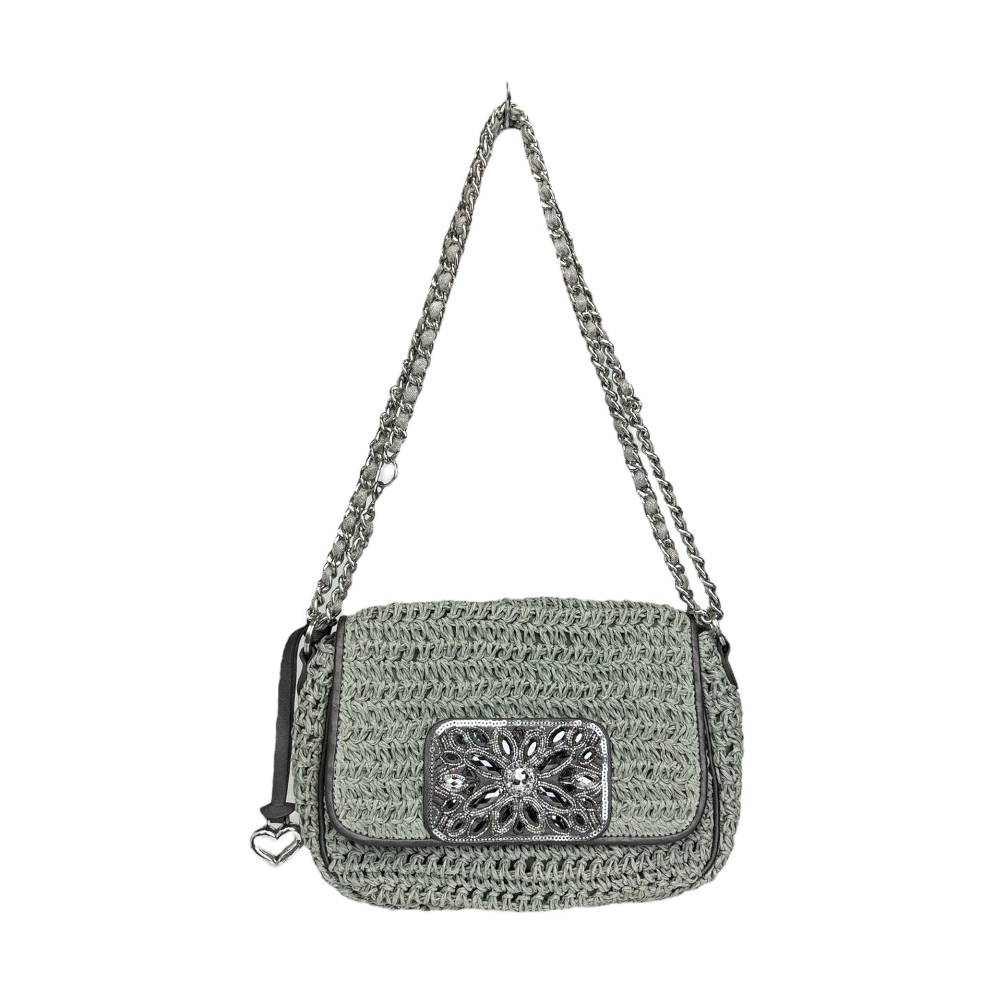 Raffia Jewel Flap Purse