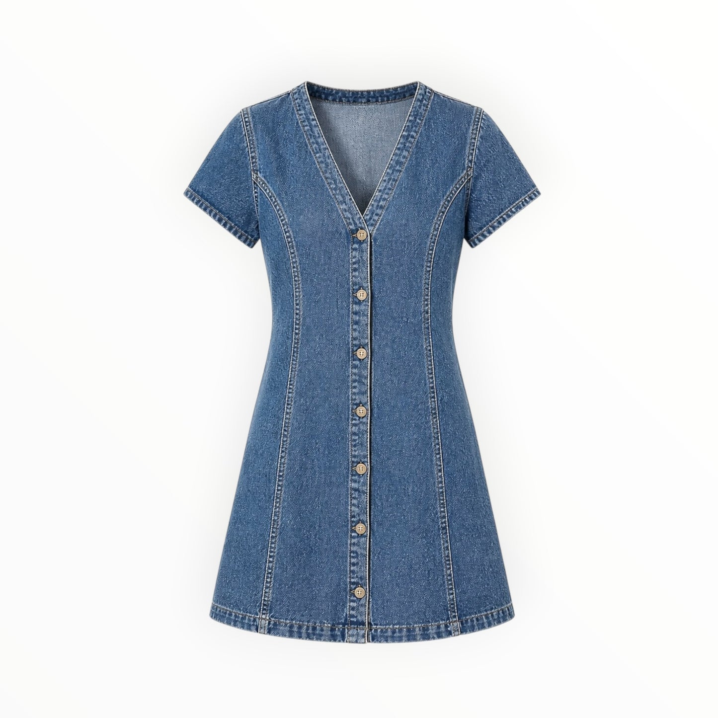 Denim Button-Front Mini Dress size S