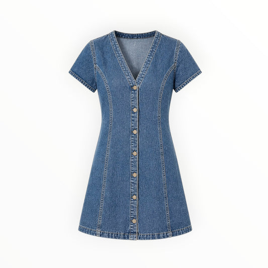 Denim Button-Front Mini Dress size S