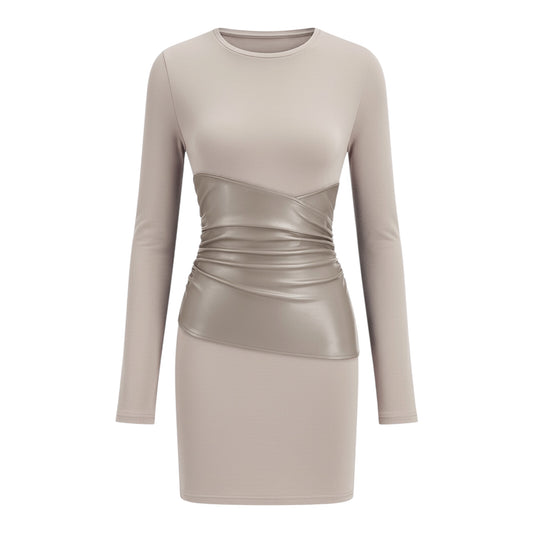 Leather Panel Long Sleeve Knit Dress size Small NEW WITH TAGS