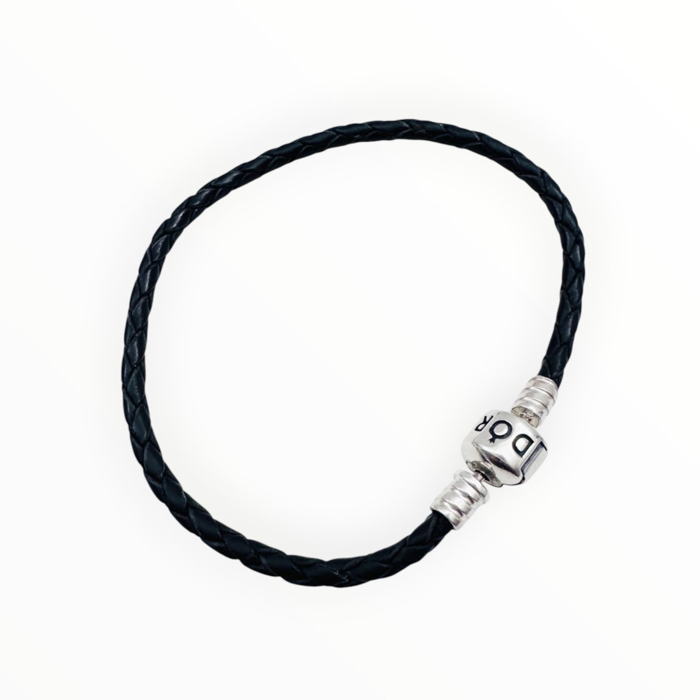 925 Sterling Silver Braided Leather Single Wrap Bracelet