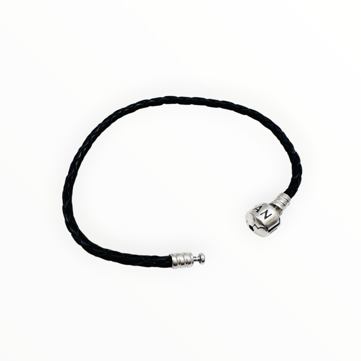 925 Sterling Silver Braided Leather Single Wrap Bracelet
