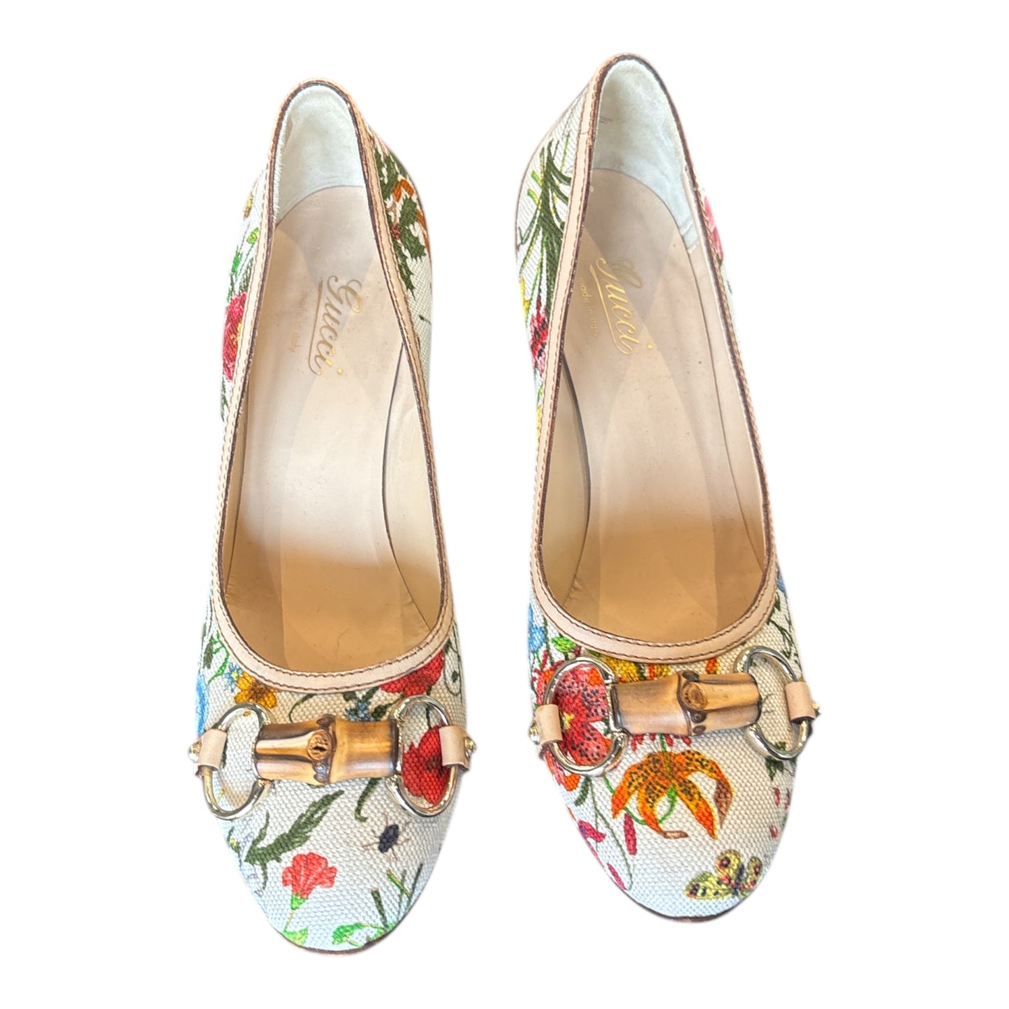 Floral Bamboo Horse Bit Pumps size 37