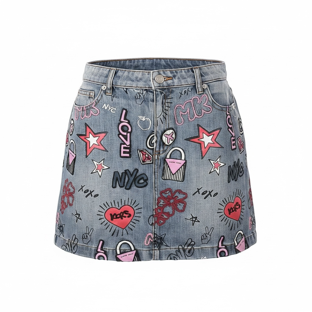 Graphic Denim Mini Skirt size 6