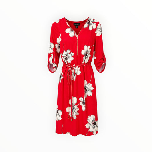 Floral Belted Midi Dress size S NEW WITH TAGS