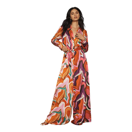 Mixed Print Buttondown Jumpsuit size X-Large