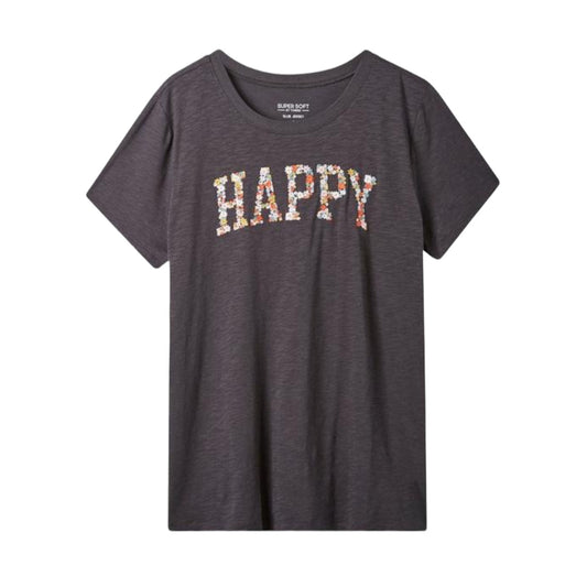 Happy Classic Fit Embroidery T Shirt Size 2X