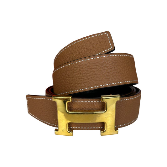 H Buckle Reversible Leather Belt Mens Size 120