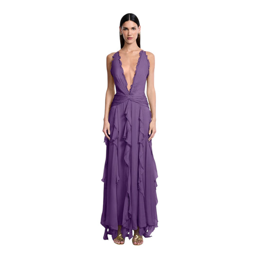 Ruffle Halter Chiffon Gown size 8